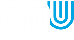 amelia musei logo bianco e azzurro